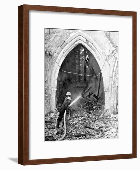 British Firefighters Damping Down a Bombed Church, World War II, June 1940-null-Framed Giclee Print