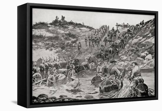 British Forces Fording a River Between Camp Frere and Chieveley During the Second Boer War-Louis Creswicke-Framed Premier Image Canvas