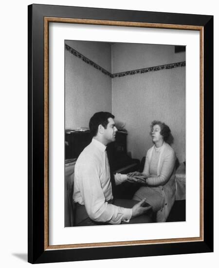 British Housewife Mrs. Rosemary Brown, Going into a Trance to Contact Long Dead Composers-null-Framed Photographic Print