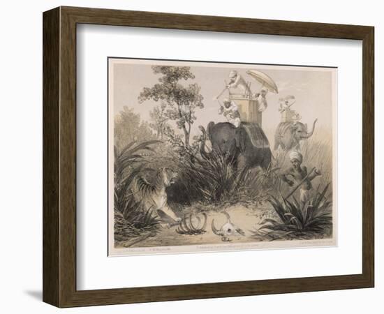 British in India Shooting a Tiger from Elephants-Captain G.f. Atkinson-Framed Photographic Print