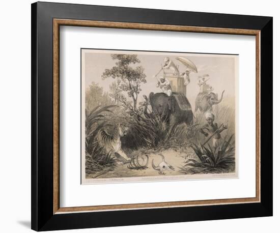 British in India Shooting a Tiger from Elephants-Captain G.f. Atkinson-Framed Photographic Print