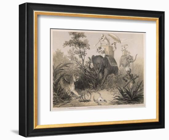 British in India Shooting a Tiger from Elephants-Captain G.f. Atkinson-Framed Photographic Print