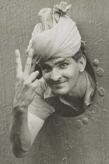British Indian Soldier He Gives The V Sign From A Port Hole Of A Ship On Arrival In Singapore Photo Art Com