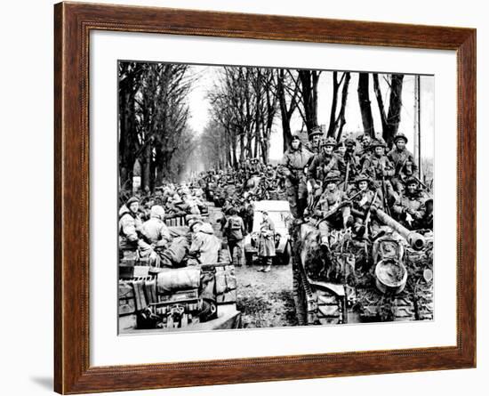 British Infantry and Tanks, Reichswald; World War Two, 1945-null-Framed Photographic Print