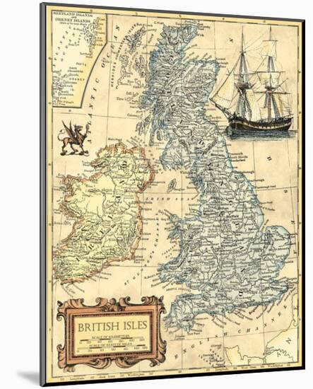 British Isles Map-null-Mounted Art Print