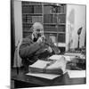 British Leader Winston Churchill Smoking a Cigar at His Desk-Nat Farbman-Mounted Premium Photographic Print