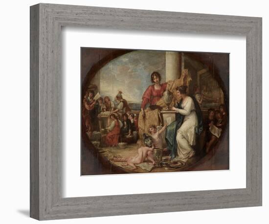 British Manufactory - A Sketch, 1791 (Oil on Paper Mounted on Wood)-Benjamin West-Framed Giclee Print