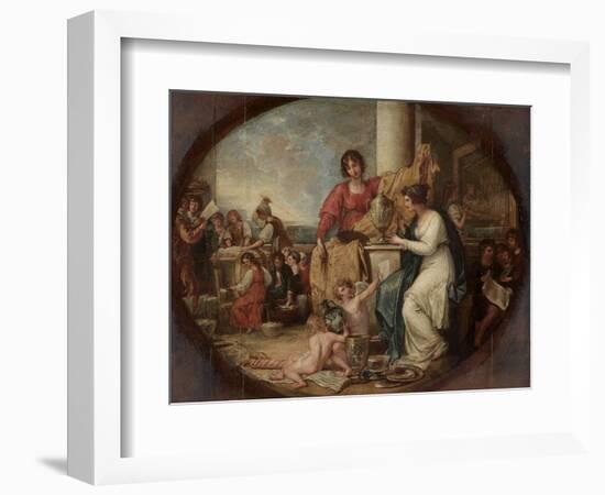 British Manufactory - A Sketch, 1791 (Oil on Paper Mounted on Wood)-Benjamin West-Framed Giclee Print