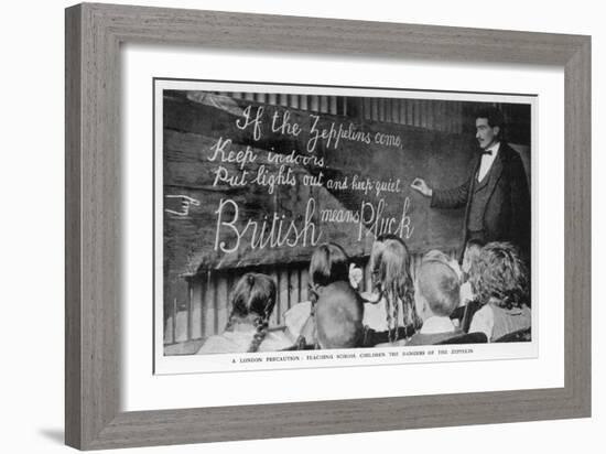 British Means Pluck London Schoolchildren are Taught About the Dangers of Zeppelins-null-Framed Art Print