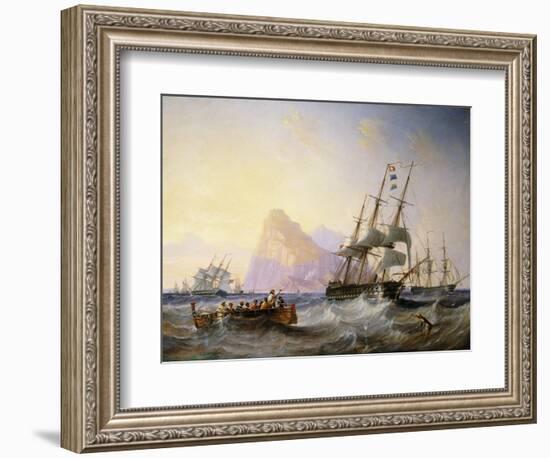 British Men O' War Off Gibraltar, 1855-John Wilson Carmichael-Framed Giclee Print