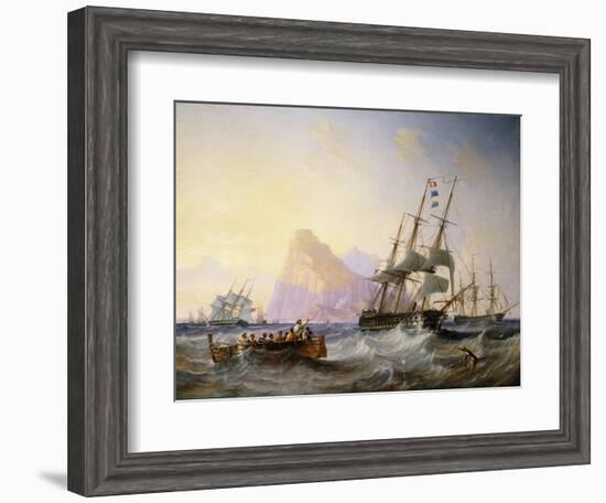 British Men O' War Off Gibraltar, 1855-John Wilson Carmichael-Framed Giclee Print