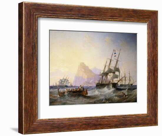 British Men O' War Off Gibraltar, 1855-John Wilson Carmichael-Framed Giclee Print