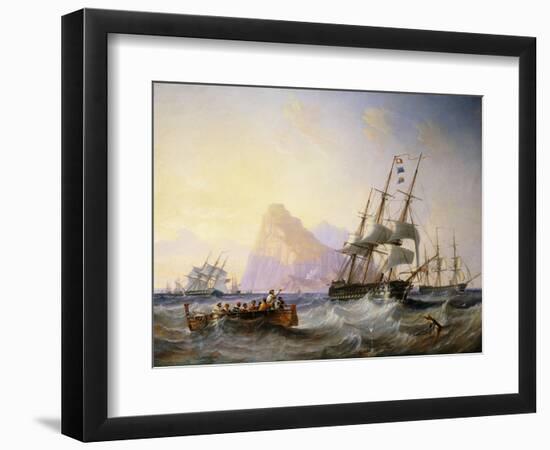 British Men O' War Off Gibraltar, 1855-John Wilson Carmichael-Framed Giclee Print