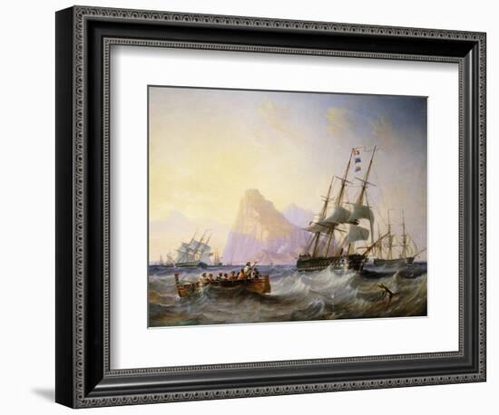 British Men O' War Off Gibraltar, 1855-John Wilson Carmichael-Framed Giclee Print