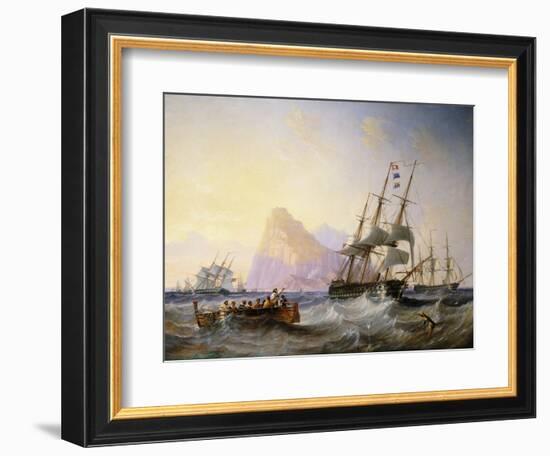 British Men O' War Off Gibraltar, 1855-John Wilson Carmichael-Framed Giclee Print