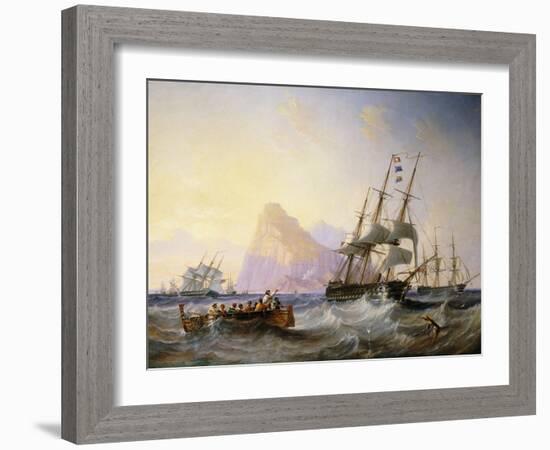 British Men O' War Off Gibraltar, 1855-John Wilson Carmichael-Framed Giclee Print