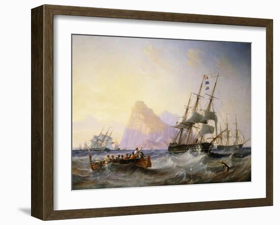 British Men O' War Off Gibraltar, 1855-John Wilson Carmichael-Framed Giclee Print