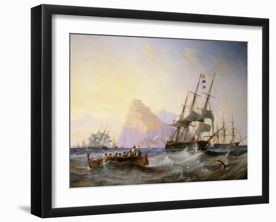 British Men O' War Off Gibraltar, 1855-John Wilson Carmichael-Framed Giclee Print