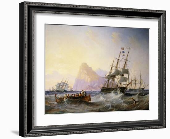 British Men O' War Off Gibraltar, 1855-John Wilson Carmichael-Framed Giclee Print