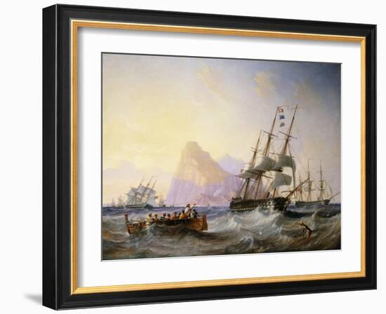 British Men O' War Off Gibraltar, 1855-John Wilson Carmichael-Framed Giclee Print