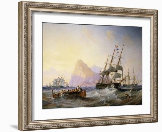 British Men O' War Off Gibraltar, 1855-John Wilson Carmichael-Framed Premium Giclee Print