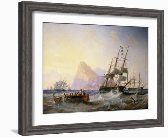 British Men O' War Off Gibraltar, 1855-John Wilson Carmichael-Framed Premium Giclee Print