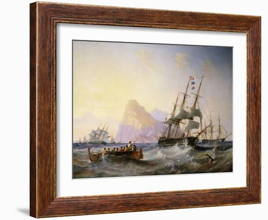 British Men O' War Off Gibraltar, 1855-John Wilson Carmichael-Framed Premium Giclee Print