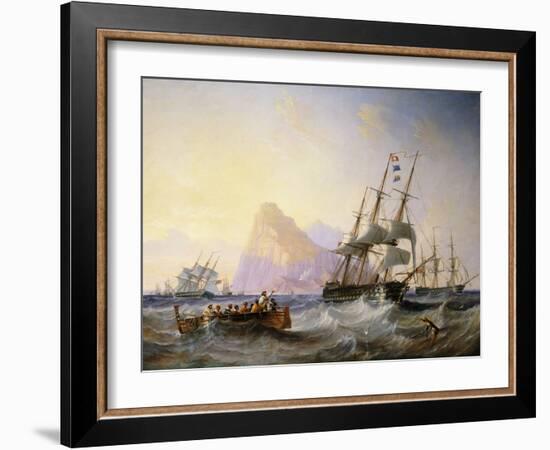 British Men O' War off Gibraltar-John Wilson Carmichael-Framed Giclee Print