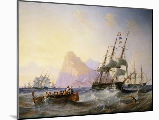 British Men O' War off Gibraltar-John Wilson Carmichael-Mounted Giclee Print