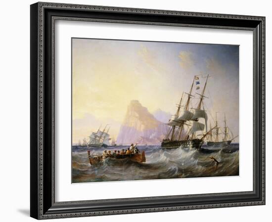 British Men O' War off Gibraltar-John Wilson Carmichael-Framed Giclee Print