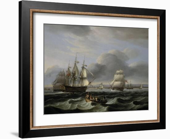 British Men of War and Other Shipping off Portsmouth Harbour, 1829-Thomas Luny-Framed Giclee Print