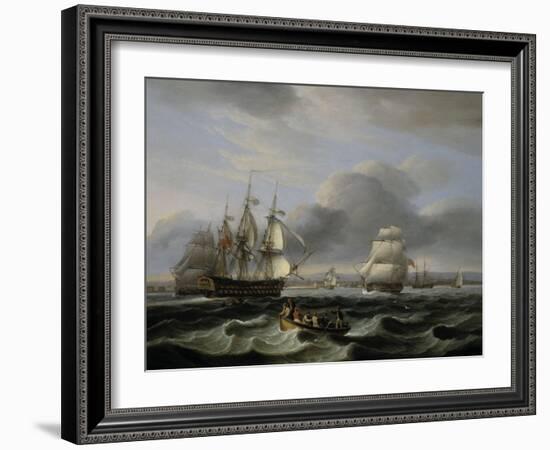 British Men of War and Other Shipping off Portsmouth Harbour, 1829-Thomas Luny-Framed Giclee Print