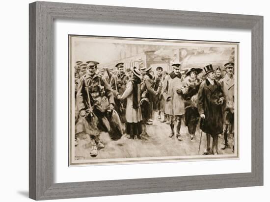 British Officers and Men on Short Leave from the Trenches Arriving at Victoria-Arthur C. Michael-Framed Giclee Print