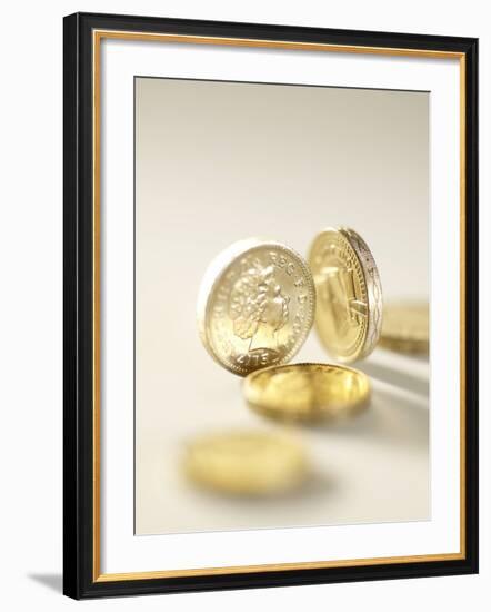 British One Pound Coins-Tek Image-Framed Photographic Print