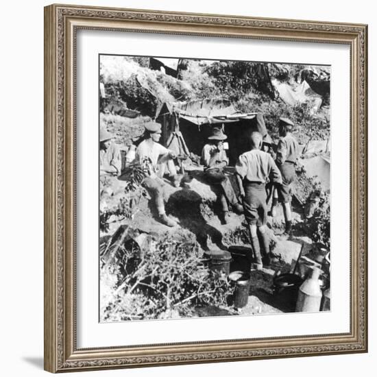 British or Australian Soldiers Taking Shelter at Gallipoli During World War I-Robert Hunt-Framed Photographic Print