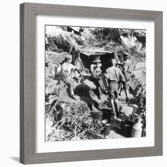 British or Australian Soldiers Taking Shelter at Gallipoli During World War I-Robert Hunt-Framed Photographic Print