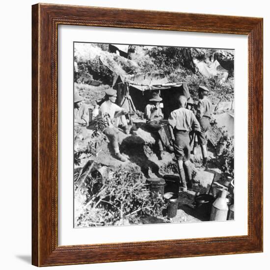 British or Australian Soldiers Taking Shelter at Gallipoli During World War I-Robert Hunt-Framed Photographic Print