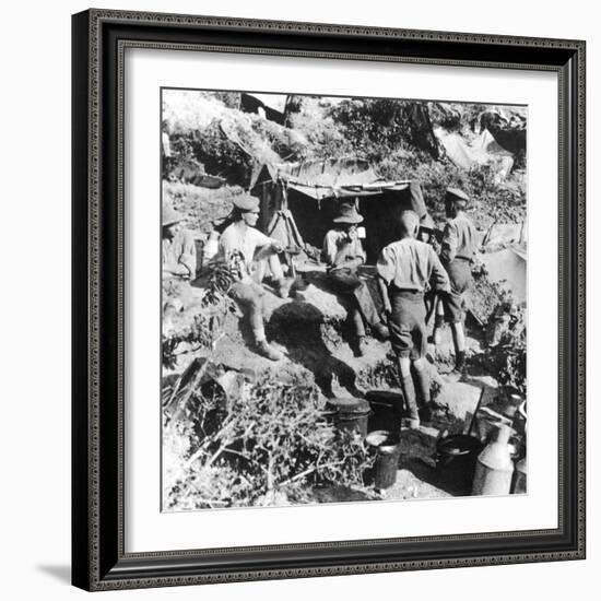 British or Australian Soldiers Taking Shelter at Gallipoli During World War I-Robert Hunt-Framed Photographic Print