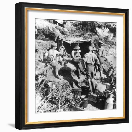 British or Australian Soldiers Taking Shelter at Gallipoli During World War I-Robert Hunt-Framed Photographic Print