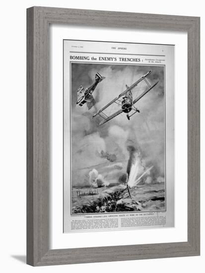 British Planes Bombing and Strafing German Trenches, 1918-Joseph Simpson-Framed Giclee Print