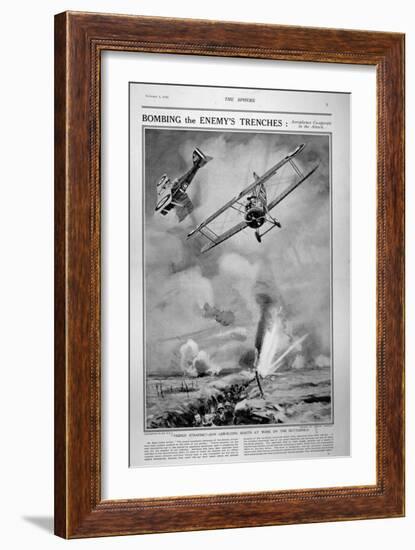 British Planes Bombing and Strafing German Trenches, 1918-Joseph Simpson-Framed Giclee Print