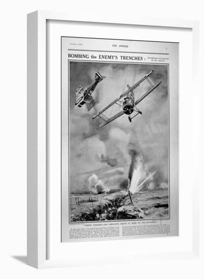 British Planes Bombing and Strafing German Trenches, 1918-Joseph Simpson-Framed Giclee Print