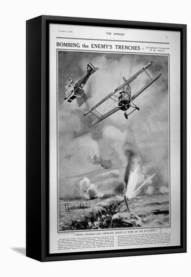 British Planes Bombing and Strafing German Trenches, 1918-Joseph Simpson-Framed Premier Image Canvas