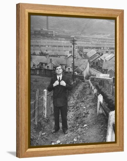 British Politician Aneurin Bevan Posing in Front of in His Home Town During His Campaign-Ian Smith-Framed Premier Image Canvas