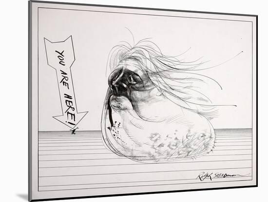 British Politics 1970s, You Are Here! (drawing)-Ralph Steadman-Mounted Giclee Print
