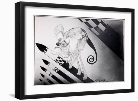 British Politics 1980s, 1985 (ink on paper)-Ralph Steadman-Framed Giclee Print