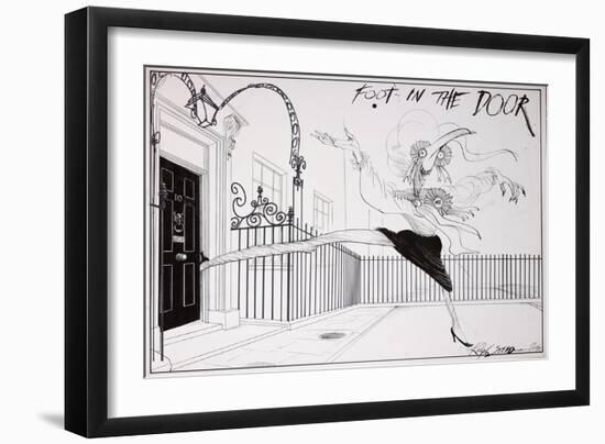 British Politics 1980s, Foot in the Door, 1983 (ink on paper)-Ralph Steadman-Framed Giclee Print