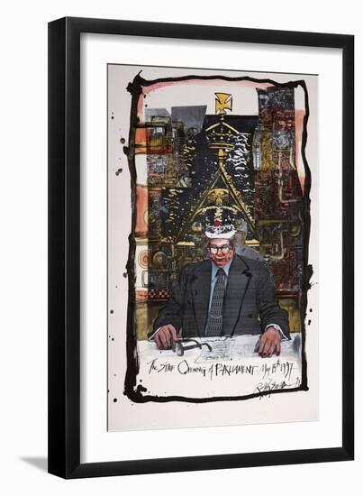 British Politics 1990s, 1997 (ink, acrylic, and collage on paper)-Ralph Steadman-Framed Giclee Print