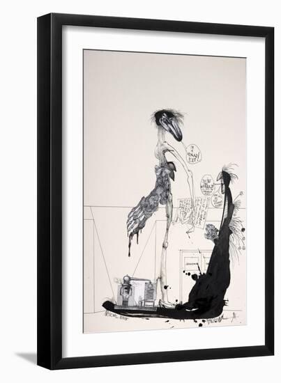 British Politics 1990s, 1998 (ink, acrylic, and collage on paper)-Ralph Steadman-Framed Giclee Print