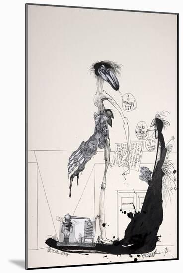 British Politics 1990s, 1998 (ink, acrylic, and collage on paper)-Ralph Steadman-Mounted Giclee Print